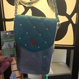 Badgley Mischka Teal and Silver Crossbody Bag